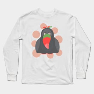 HAPPY TOUCAN Funny Cute Silly Cartoon Bird with Party Polka Dot Bubbles - UnBlink Studio by Jackie Tahara Long Sleeve T-Shirt